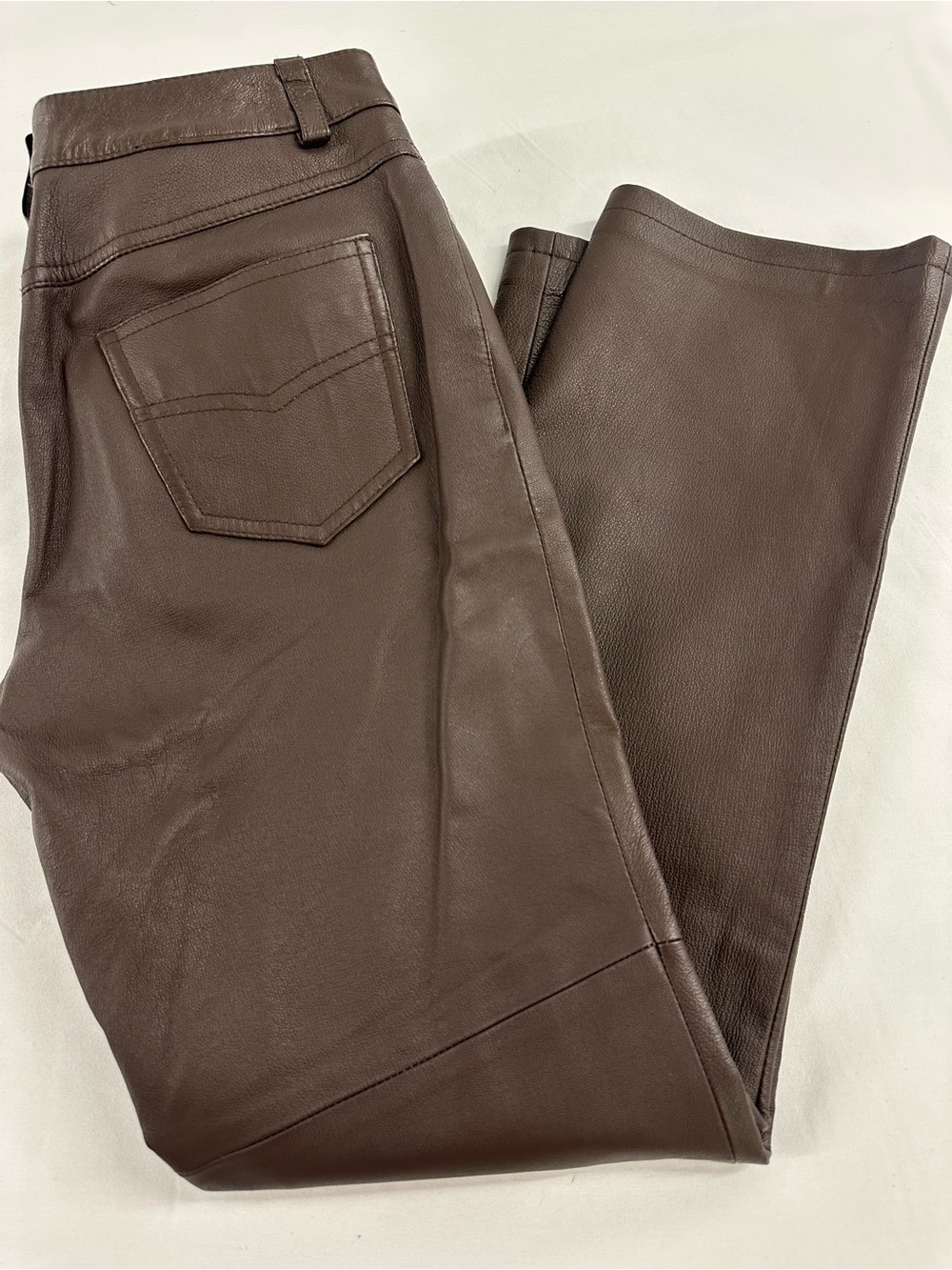 Vintage 90s Newport News Jeanology Brown Genuine Leather Pants Jeans 4P Petite